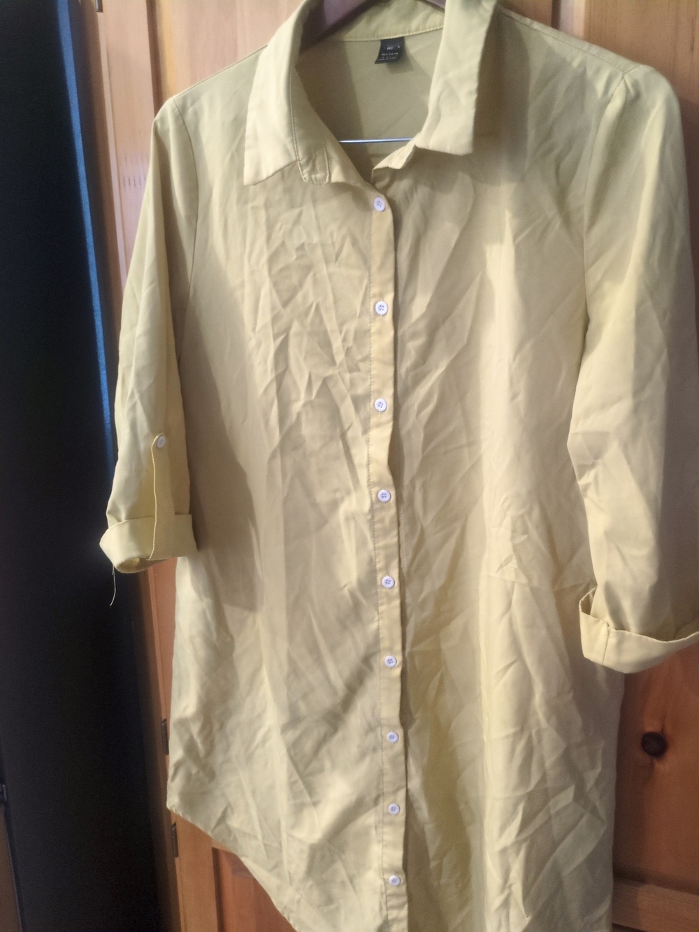 SHEIN Pastel Yellow Button-Up Shirt Dress